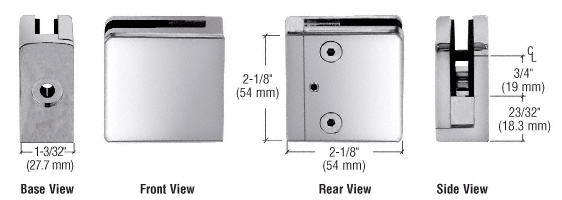 CRL Z-Series Square Type Flat Base Stainless Steel Clamps for 3/8