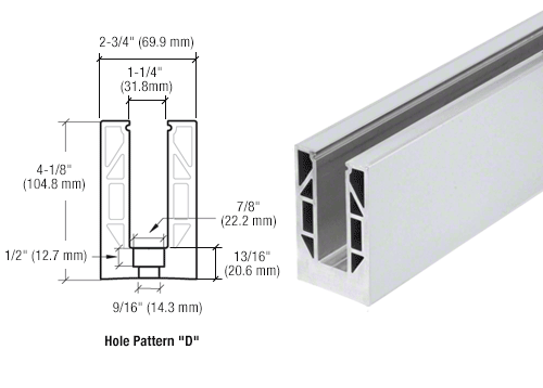 CRL 8B Series Satin Anodised 3 Metre Square Base Shoe Drilled for 3/4