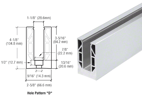 CRL 8B Series Satin Anodised 3 Metre Square Base Shoe Drilled for 5/8