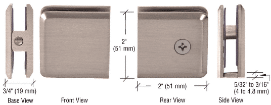 CRL Antique Brushed Nickel Beveled Hole-in-Glass Style Wall Mount Heavy-Duty Glass Clamp