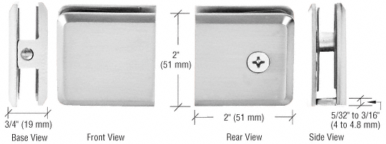 CRL Polished Chrome Beveled Hole-in-Glass Style Wall Mount Heavy-Duty Glass Clamp