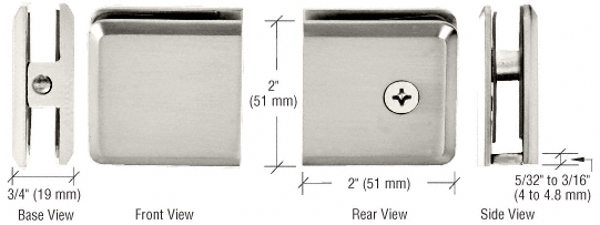 CRL Polished Nickel Beveled Hole-in-Glass Style Wall Mount Heavy-Duty Glass Clamp