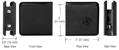 CRL Matte Black Beveled Style Notch-in-Glass Fixed Panel U-Clamp