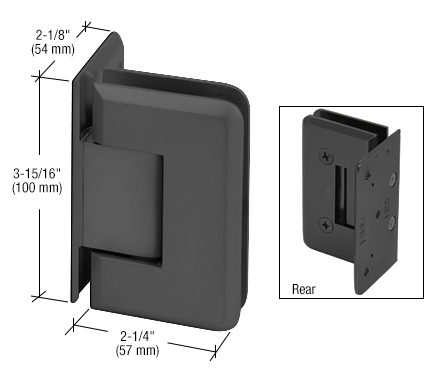 CRL Matte Black Cologne 044 Series Wall Mount Offset Back Plate Hinge