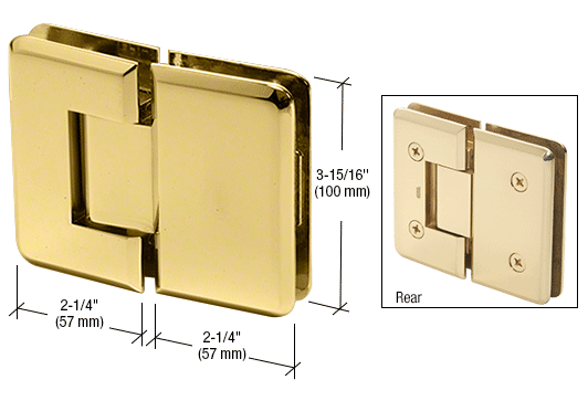 CRL Unlacquered Brass Cologne 180 Series 180º Glass-to-Glass Hinge