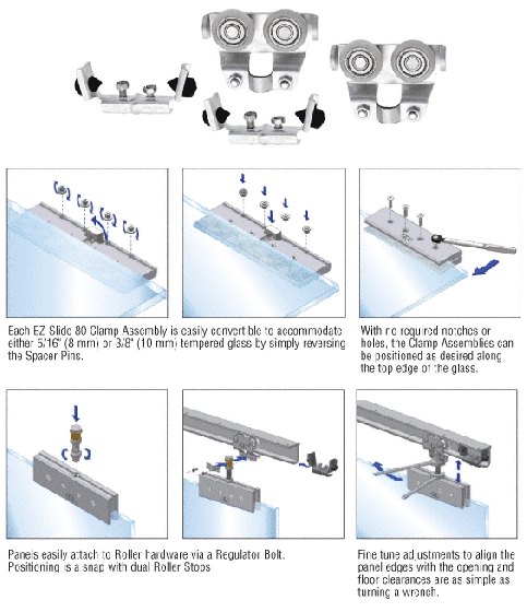 CRL EZ-Slide 80 Rollers and Stops