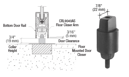 CRL Floor Mounted Closer 3/4