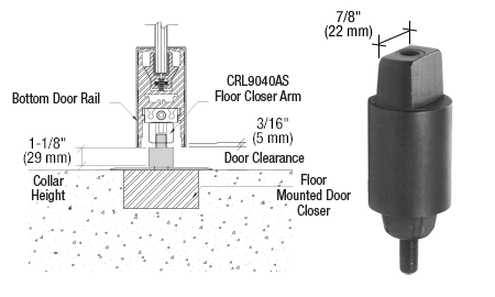 CRL Floor Mounted Closer 1-1/8