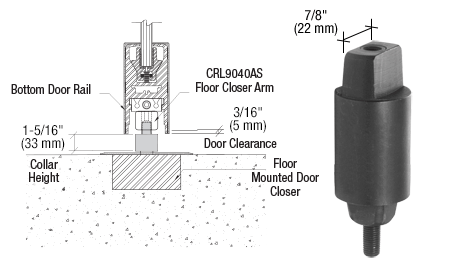 CRL Floor Mounted Closer 1-5/16