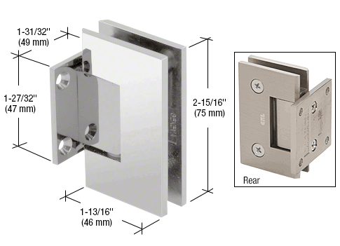 CRL Chrome Junior Geneva 574 Series Wall Mount Short Back Plate Hinge With 5 Degree Pin Preset