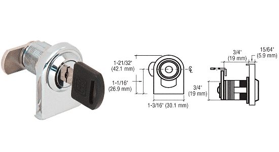 CRL Chrome Round Top Swinging Glass Door Lock - Keyed Alike