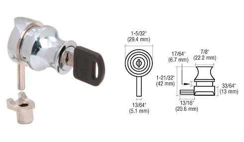 CRL Chrome Cylinder Lock for 1/4