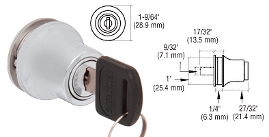 CRL Satin Chrome Lock for Cabinet Glass Door