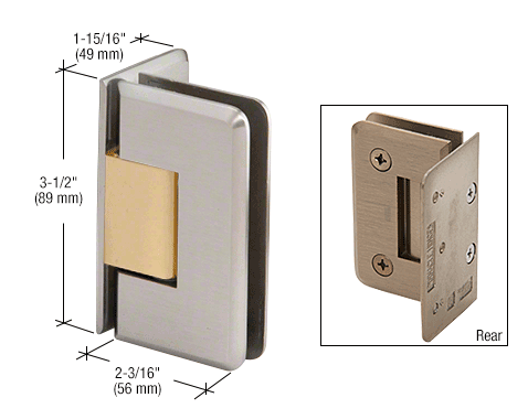 CRL Brushed Nickel with Brass Accents Pinnacle 044 Series Wall Mount Offset Back Plate Hinge