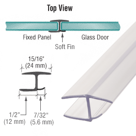 CRL Polycarbonate H-Jamb 180 Degree with One Soft Fin for 3/8