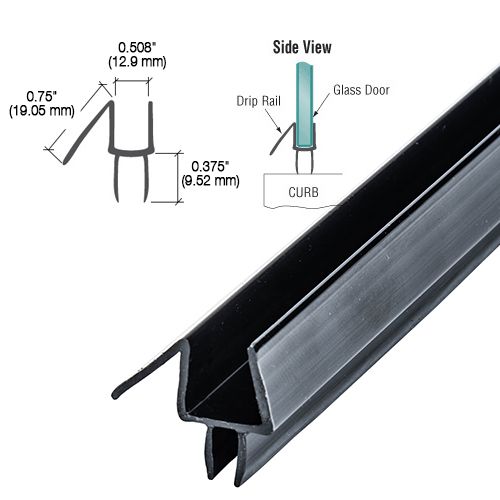 CRL Black Co-Extruded Bottom Wipe With Drip Rail for 1/2