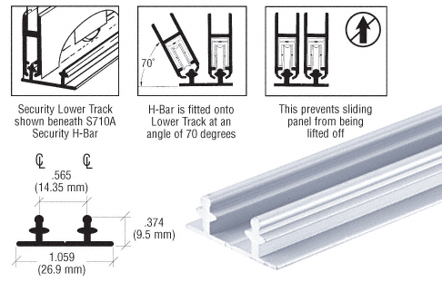 CRL Satin Anodized S702 Anti-Lift Security Lower Track - 144