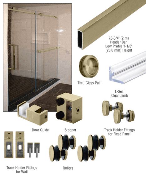 CRL Brushed Bronze Deluxe 180 Degree Serenity Series Sliding System