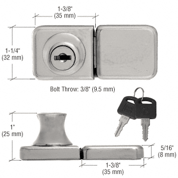 CRL Brushed Nickel UV Bond Classic Series Glass Door Lock and Keeper for Double Doors