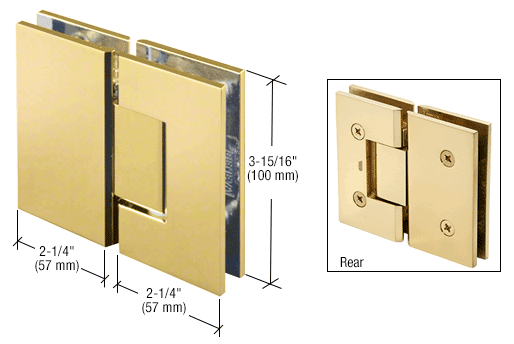 CRL Unlacquered Brass Vienna 180 Series Glass-to-Glass Hinge