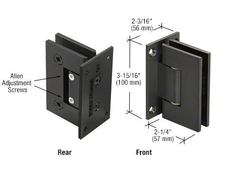 CRL Matte Black Vienna 337 Series Adjustable Wall Mount Full Back Plate Hinge