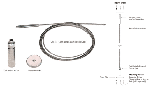 CRL Floor-to-Ceiling Cable Kit for 3/8