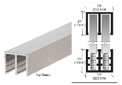 CRL Polished Aluminum Finish Rollertrack Top Track 2 m Length, 21 mm Wide, 18 mm High