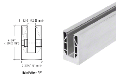 CRL Mill Aluminum 9BL Series Standard Square Base Shoe Drilled With 13/16" Holes Pattern 'F' 118-1/8" Length