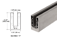 CRL Brushed Nickel Aluminum 9BL Series Standard Square Base Shoe - Drilled With 13/16" Holes in Pattern "D" 118-1/8" Length