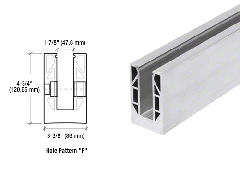 CRL Mill Aluminum 9BL Series Standard Square Base Shoe Drilled With 13/16" Holes Pattern 'F' 118-1/8" Length