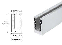 CRL Satin Anodised Aluminum 9BL Series Standard Square Base Shoe - Drilled With 13/16" Holes in Pattern "D" 118-1/8" Length