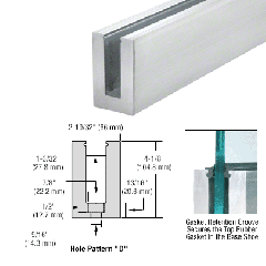 CRL Mill Aluminum 3m B6S Series Standard Square Base Shoe Drilled with 9/16" Hole Pattern "D" for 15 mm Tempered Glass