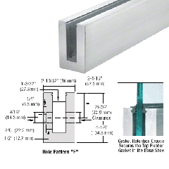 CRL Mill Aluminum 3m B6S Series Standard Square Base Shoe Drilled with 9/16" Fascia Pattern 'F' for 15 mm Tempered Glass