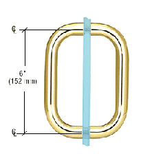 CRL Polished Brass 6" Back-to-Back Solid Brass 3/4" Diameter Pull Handles Without Metal Washers