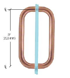 CRL Antique Brushed Copper 8" Back-to-Back Solid 3/4" Diameter Pull Handles Without Metal Washers