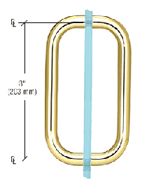 CRL Polished Brass 8" Back-to-Back Solid 3/4" Diameter Pull Handles Without Metal Washers