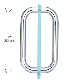 CRL Polished Chrome 8" Back-to-Back Solid 3/4" Diameter Pull Handles Without Metal Washers