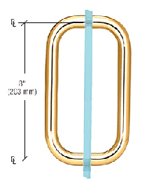 CRL Gold Plated 8" Back-to-Back Solid 3/4" Diameter Pull Handles Without Metal Washers