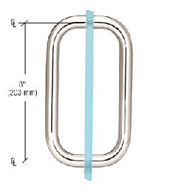 CRL Polished Nickel 8" Back-to-Back Solid 3/4" Diameter Pull Handles Without Metal Washers