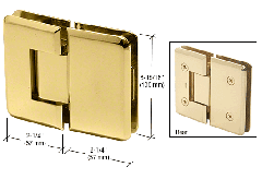 CRL Polished Brass Cologne 180 Series 180º Glass-to-Glass Hinge