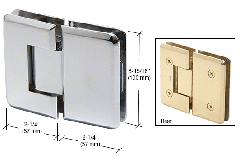 CRL Polished Chrome Cologne 180 Series 180º Glass-to-Glass Hinge