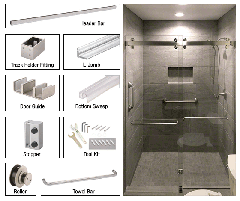 CRL Brushed Stainless Steel Deluxe 180 Degree Cambridge Series Two Door Bypass Sliding Shower Door System