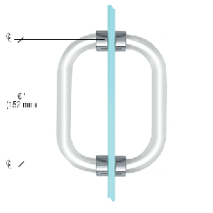 CRL 6" Acrylic Back-to-Back Shower Door Pull Handle with Chrome Rings