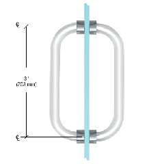 CRL 8" Acrylic Smooth Back-to-Back Shower Door Pull Handle with Chrome Rings