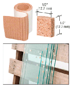 CRL 1/2" x 1/2" x 1/4" Cork Non-Adhesive Shipping Pads - Roll