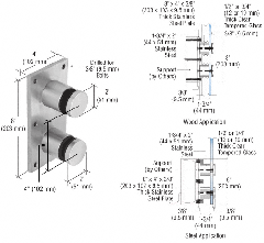 CRL Glass Rail Standoff Fitting with Mounting Plate