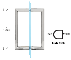 CRL 6" RM Flat Outside Surface - Round Tubing Inside Back-to-Back Pull Handles