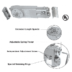 CRL Extended Spindle Adjustable Spring Power Overhead Concealed Door Closer Body Only