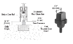 CRL Floor Mounted Closer 5/16" (7.9mm) Collar Height Tapered Type Spindle