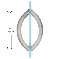 CRL Brushed Satin Chrome 6" Crescent Style Back-to-Back Pull Handles Without Metal Washers